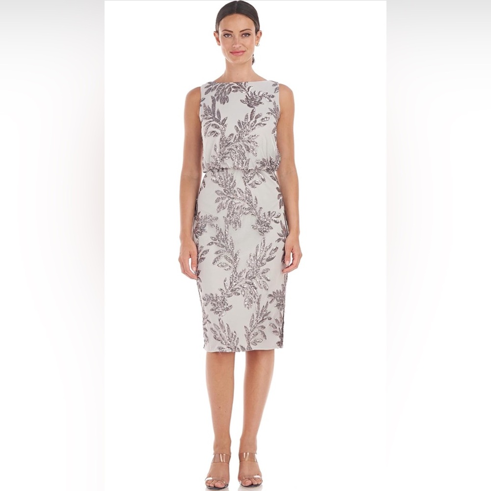 JS Collections Women's Jacqueline Blouson Midi Dress Size 2
